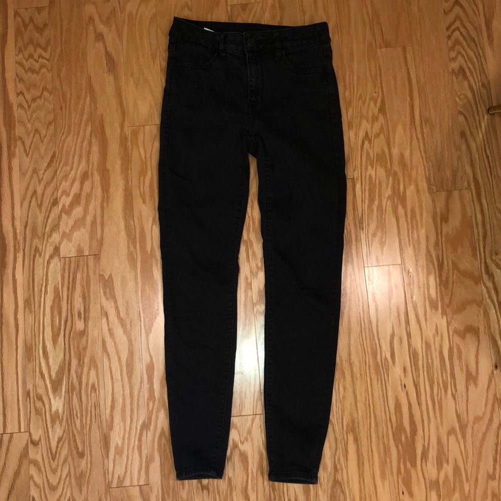 High waist stretchy black jeans
